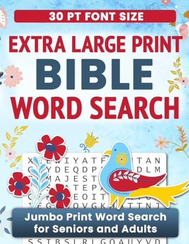 Extra Large Print Word Search Puzzle Book Bible Verses: Jumbo Print Bible Word Search for Seniors and Adults with 30 pt Font by Kiddiyo SmartBooks