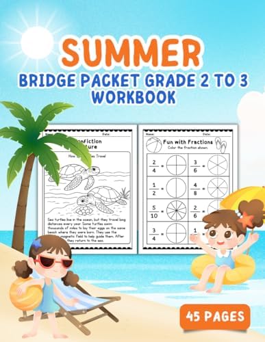 Summer Bridge Packet Grade 2 to 3 Workbook: Fun & Engaging Review of Math, Reading, Writing, and Puzzles for Rising Third Graders by Iris Singsuwan