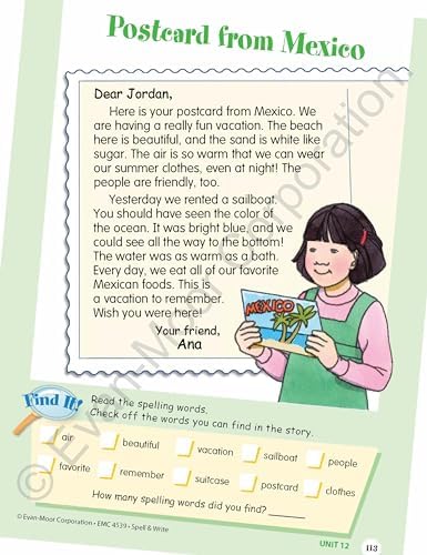 Evan-Moor Skill Sharpeners Spell and Write Workbook, Grade 3, 120 Spelling Words, Test Prep, Word Families, Short Vowels, Grammar, Punctuation, Creative Writing, Vocabulary, Activities, Homeschool by Evan-Moor Educational Publishers