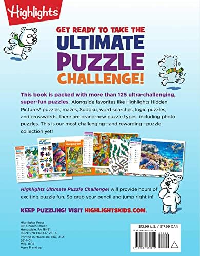 Ultimate Puzzle Challenge!: 125+ Brain Games for Kids, Mazes, Brain Teasers, Word Searches, Crossword Puzzles, Sudoku, Logic Puzzles and More, Kids Activity Book (Highlights Jumbo Books & Pads) by Highlights