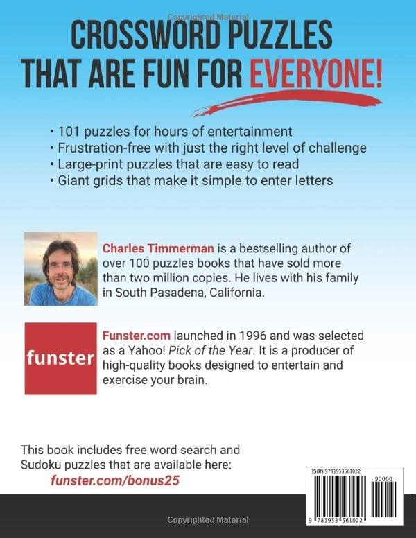 Funster 100+ Large Print Easy Crossword Puzzles: Crossword Puzzle Book for Adults by Charles Timmerman