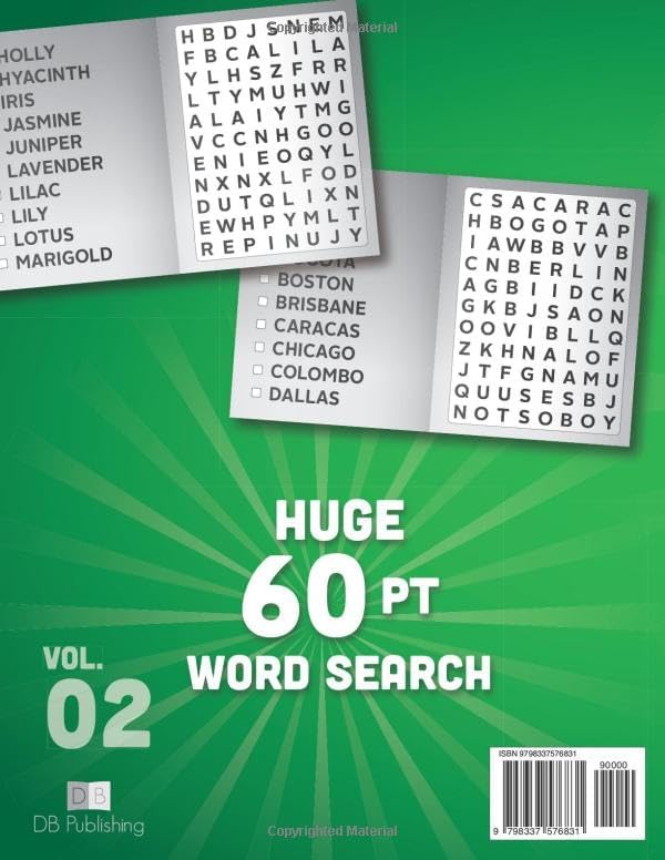 SUPER LARGE FONT SIZE 60 pt WORD SEARCH, vol. 02: Huge Print Puzzle Book with XL Letters for the Visually Impaired and Seniors (THEMED WORD SEARCH, SUPER LARGE FONT SIZE 60 pt) by DB Publishing