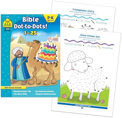 School Zone Bible Activity 3-Pack Workbook Set: 96 Pages, Preschool, Kindergarten, Hidden Pictures, Mazes, Dot-to-Dot, Christian Scripture, Old & New Testament, Picture Puzzles, Ages 3-6 by School Zone