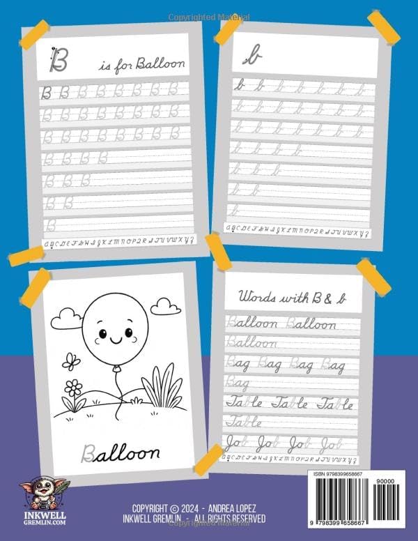 Cursive Workbook for Kids Ages 8-12: Handwriting Practice Book for Children - 3 in 1 Letters, Words & Sentences by Andrea Lopez