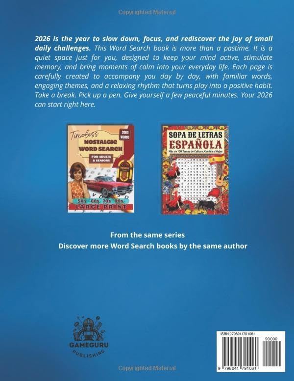 2026 Word Search Puzzle Book for Adults and Seniors: Large Print Brain Games with 100 Puzzles and Over 4,000 Words for Relaxation, Focus, and Mental Clarity (Cognitive Games for Seniors) by Mr Iannuzzi Gameguru Publishing Chronicles