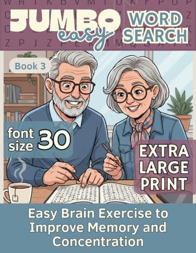 Jumbo Easy Word Search for Seniors: 50 Simple Puzzles with Extra Large Font - 30 pt – Easy Brain Exercise to Improve Memory and Concentration by Baba Jaga