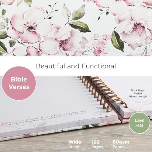 Christian Art Gifts Spiral Journal: Trust In The Lord - Proverbs 3:5 | Gifts for Women, Hardcover Notebook, Wide Ruled Notebook, Christian Journal, 192 Lined Pages, Floral, Pink (8.4” x 6.4” x 1”) by Christian Art Gifts