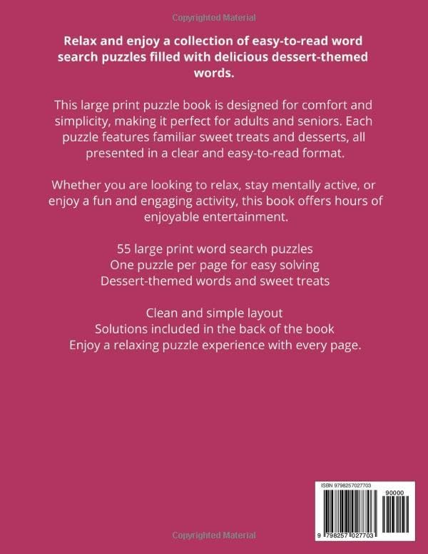 Large Print Dessert Word Search for Seniors: Easy-to-Read Puzzles Featuring Dessert, Cookies, Candy, Ice Cream, and Sweet Treats | Relaxing Brain ... x 11 Inches, 112 Pages | Solutions Included by PaperBrain Publishing