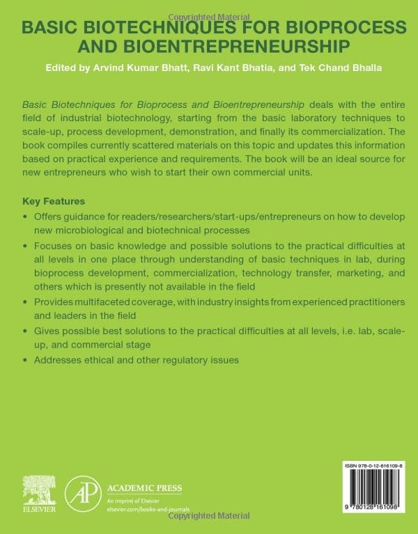 Basic Biotechniques for Bioprocess and Bioentrepreneurship by Arvind Kumar Bhatt