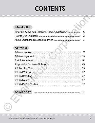 Evan-Moor Social and Emotional Learning Activities, Grades 5-6, Homeschool and Classroom Resource, Reproducible Worksheets, Workbook, Self-Awareness, Relationships, Mindfulness, Kindness, SEL by Evan-Moor Educational Publishers