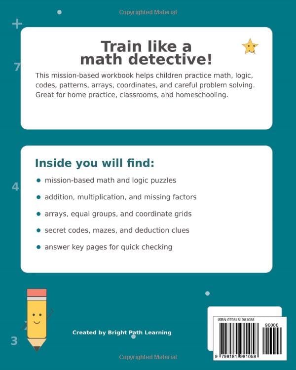 Secret Agent Math & Logic Workbook: Spy-Themed Puzzles, Codes, Mazes, and Math Missions for Kids Ages 7–10 by Bright Path Learning