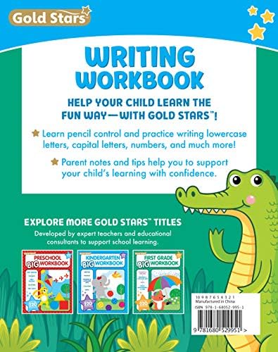 Writing Workbook for Ages 4-7 with 75+ Handwriting Activities, Pencil Control, Lowercase Letters, Numbers, Capital Letters, Words and Sentences, Conforms to Common Core Standards (Gold Stars Series) by Gold Stars