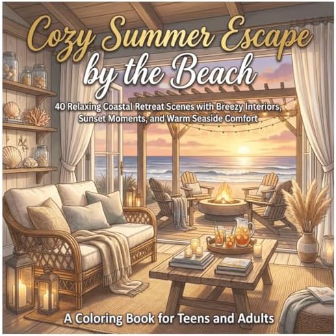 Cozy Summer Escape by the Beach: A Coloring Book for Teens & Adults: 40 Relaxing Coastal Retreat Scenes with Breezy Interiors, Sunset Moments, and ... A Coloring Book Series for Teens and Adults) by Little Artist & Sons