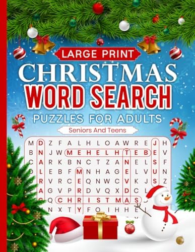 Christmas Word Search Puzzles For Adults, Seniors and Teens: Large Print, Relax, and Engage Your Mind and Experience Stress Relief by Move My Brain