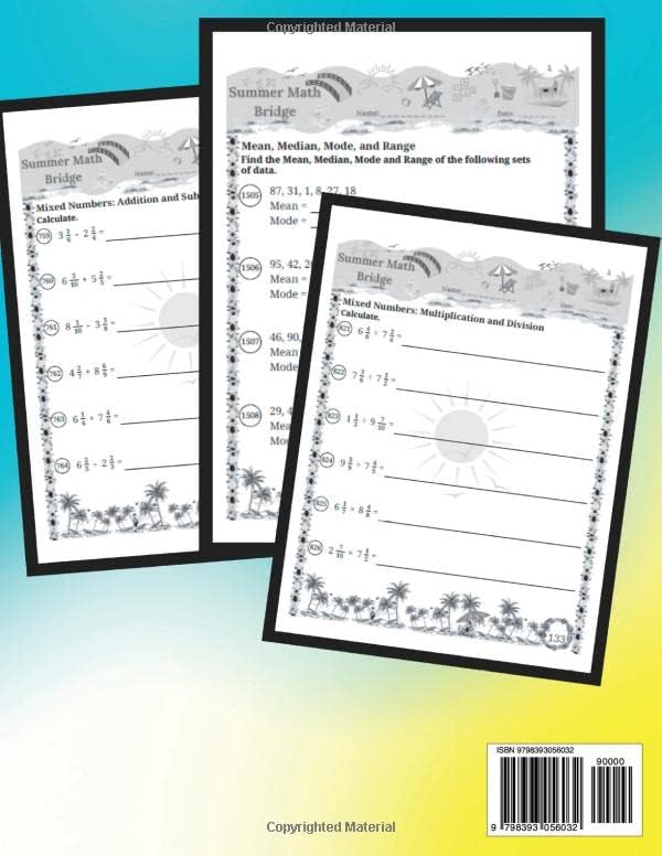 The Summer Math Bridge: A workbook for Grades 5 to 6: Multiplication, Division, Decimals, Place Value, Expanded Notation, Fractions, Geometry, Metric ... Guide with Examples, Answers Key Included by Math Bridge School Publishing
