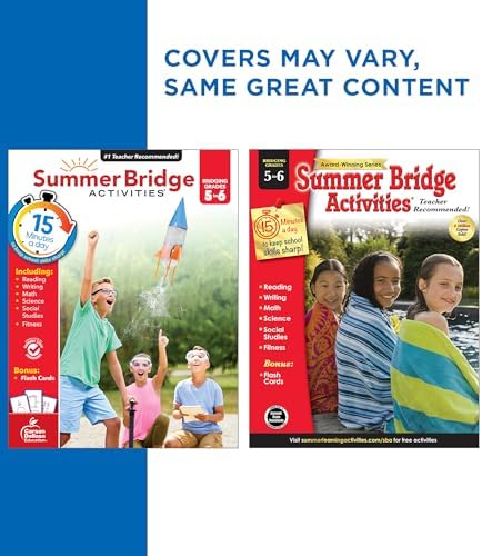 Summer Bridge Activities 5th to 6th Grade Workbooks All Subjects, Middle School Books With Math, Language Arts, Reading Comprehension, Science, Social Studies, Fitness, Flash Cards, and More (Volume 7) by Summer Bridge Activities