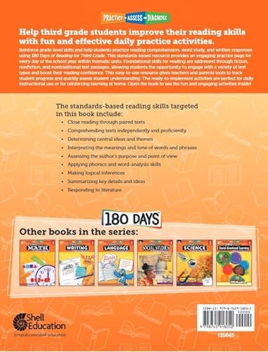 180 Days™: Reading Workbook for 3rd Grade Ages 8–9 | Reading Comprehension, Inference, Summarizing, Writing Response Practice for School or Home (2nd Edition) (180 Days of Practice) by Alexis Melendez