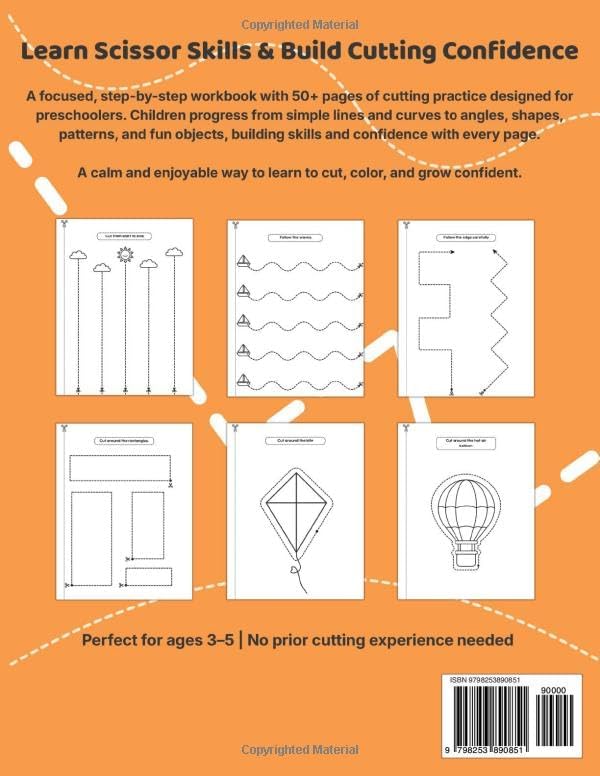 Scissor Skills for Kids Ages 3-5: A Step-by-Step Cutting Practice Activity Book for Preschoolers - Cut, Color & Build Confidence with Lines, Shapes, Patterns & Fun Objects by Nina Heynes