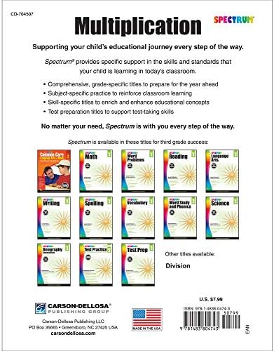 Spectrum Multiplication 3rd Grade Math Workbook, Multiplying Through 100, Test Prep, and Critical Thinking Problems, Classroom or Homeschool Curriculum (Volume 112) by Spectrum
