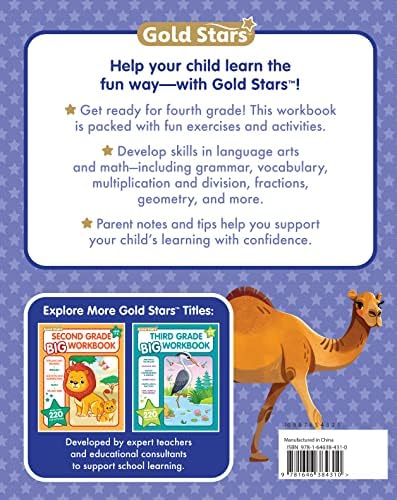 4th Grade BIG Workbook: All Subjects for Kids 9 - 10 includes 220+ Activities, Math, Reading Comprehension, Vocabulary and Language Arts, Writing, Math Skills, Algebra, Fractions, Geometry and More! by Gold Stars