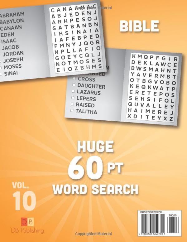 SUPER LARGE FONT SIZE 60 pt Bible WORD SEARCH: Easy-to-Read Word Searches for Seniors and Low Vision Puzzle Lovers, vol. 10 (THEMED WORD SEARCH, SUPER LARGE FONT SIZE 60 pt) by DB Publishing