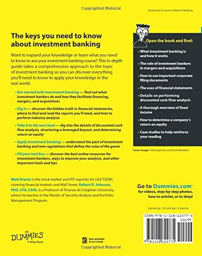 Investment Banking For Dummies (For Dummies Series) by Matthew Krantz