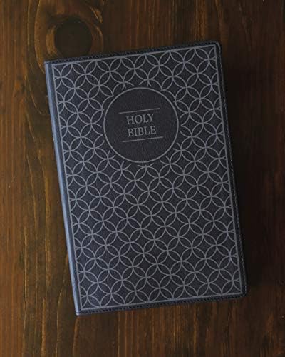 NIV, Value Thinline Bible, Large Print, Leathersoft, Gray/Black, Comfort Print by Zondervan