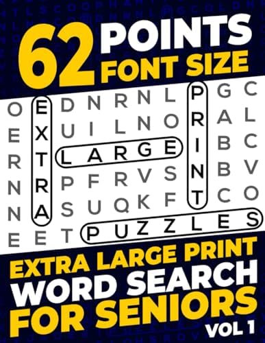 62 Points Font Size Extra Large Print Word Search for Seniors: 50 puzzles with 1100 words - Vol 1 by Firefly Press