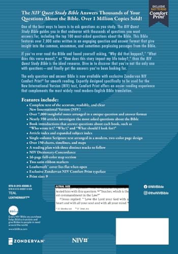 NIV, Quest Study Bible, Leathersoft, Teal, Comfort Print: The Only Q and A Study Bible by Zondervan