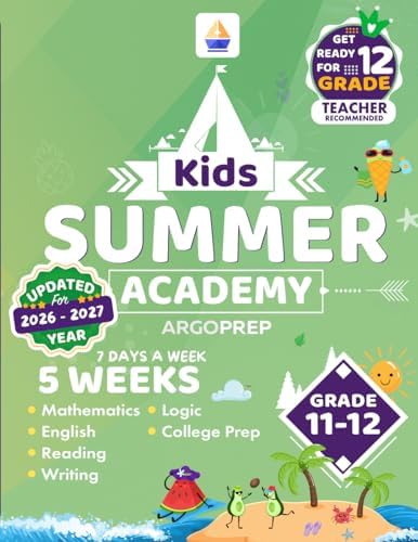 Kids Summer Academy by ArgoPrep - Grades 11-12: 5 Weeks of Math, Reading, Science, Logic, and Fitness | Online Access Included | Prevent Summer Learning Loss by ArgoPrep