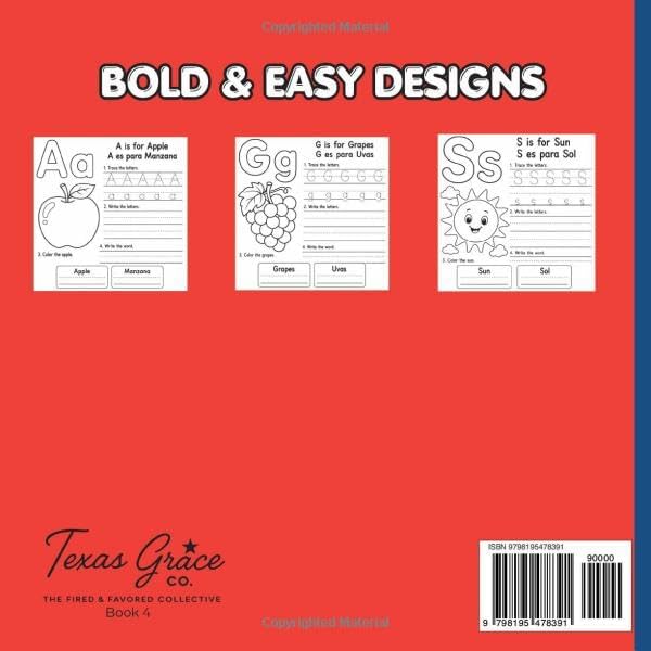 ABC Bilingual Children’s Coloring Book: Learn to Trace, Write, and Color Letters A–Z in English & Spanish | Bilingual Preschool Workbook for Ages 3–5 by Texas Grace Co. Coloring Books