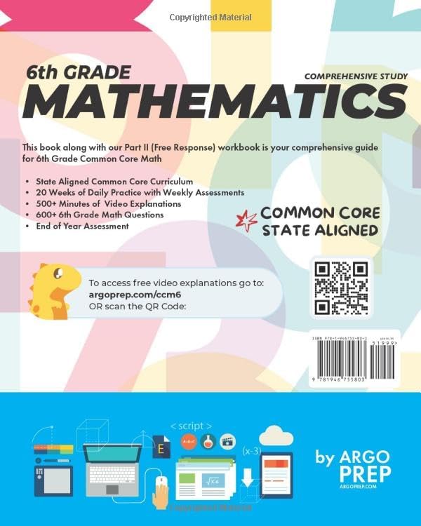 6th Grade Common Core Math: Daily Practice Workbook - Part I: Multiple Choice | 1000+ Practice Questions and Video Explanations | Argo Brothers (Next Generation Learning Standards Aligned (NGSS)) by Argo Brothers