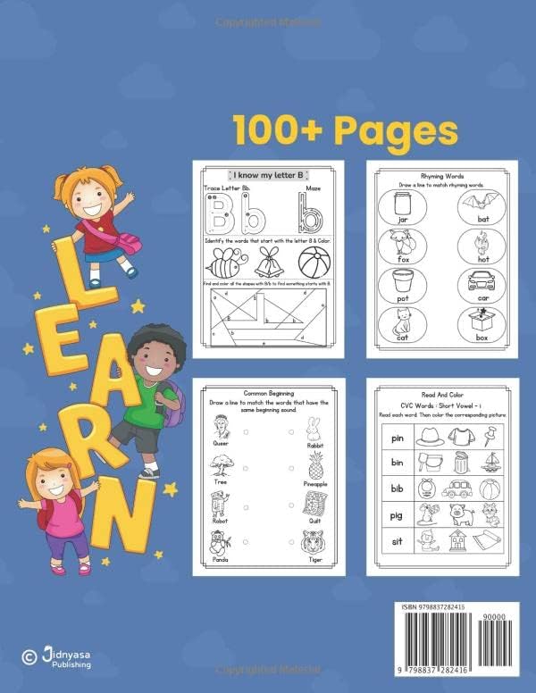 Kindergarten English Activity Workbook: Preschool To Kindergarten Bridge Workbook. Alphabet Recognition & Order, Letter Tracing, Letter Sounds, CVC ... Words, Vowels, Phonics Workbook For Kids 4-6. by Jidnyasa Publishing