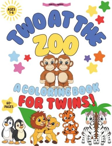 Two at the Zoo: A Coloring Book for Twins · 60+ Pages of Animal Pairs · Ages 1-6 (Twins Coloring Book Series) by Amanda Parcell