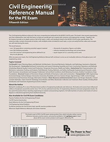 Civil Engineering Reference Manual for the PE Exam, 15th Ed by Michael R. Lindeburg