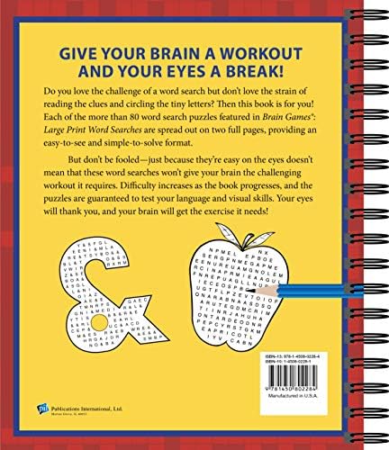 Brain Games - Word Searches - Large Print: Easy on the Eyes, Not on the Brain | Puzzles Progress from Simple to Challenging | Gift for Adults & Seniors (Brain Games Large Print) by Publications International Ltd.