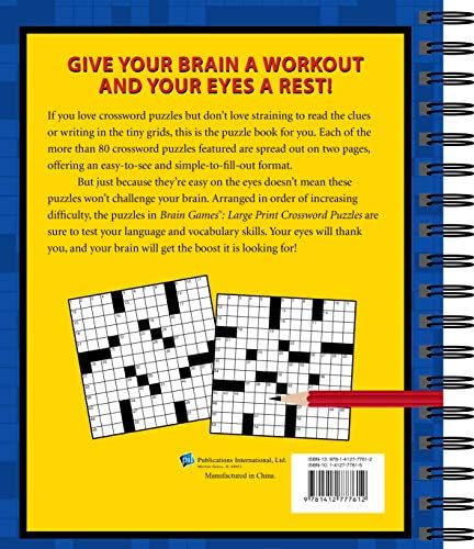 Brain Games - Crossword Puzzles - Large Print (Blue) (Brain Games Large Print) by Publications International Ltd.