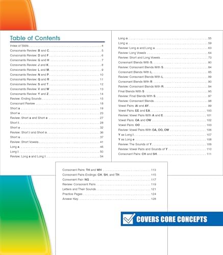 Spectrum 1st Grade Phonics Workbooks, Vowel, Consonant, and Ending Sounds and Pairs, Letters, Words, and Sentence Writing Practice, Classroom or Homeschool Curriculum by Spectrum
