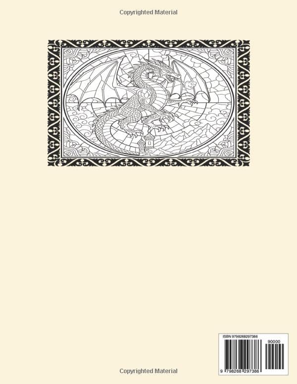 Mystic Dragons A Stained Glass Fantasy Coloring Book for Adults: Stress Relief and Relaxation 8.5" x 11" Size with 40 Beautiful Designs Large Print by Keith CA