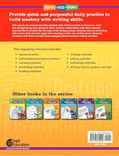 180 Days™: Writing Workbook for 1st Grade Ages 6–7 | Sentence Building, Grammar, Writing Practice, Early Composition for School or Home by Shell Education