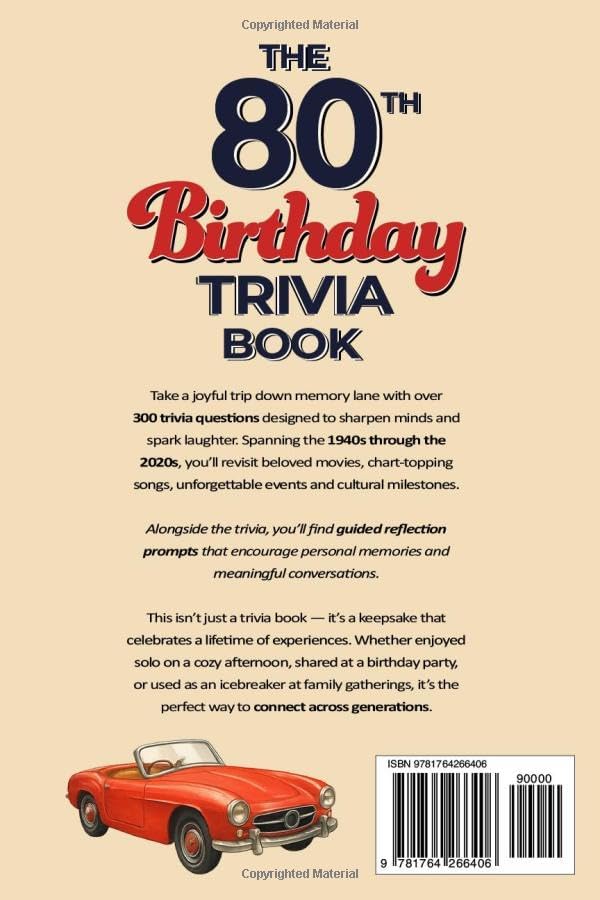 The 80th Birthday Trivia Book: 300 Fun Large-Print Trivia Questions and Journaling Prompts: A Perfect Gift for Seniors to Spark Laughter and Keep Minds Sharp by Golden Days