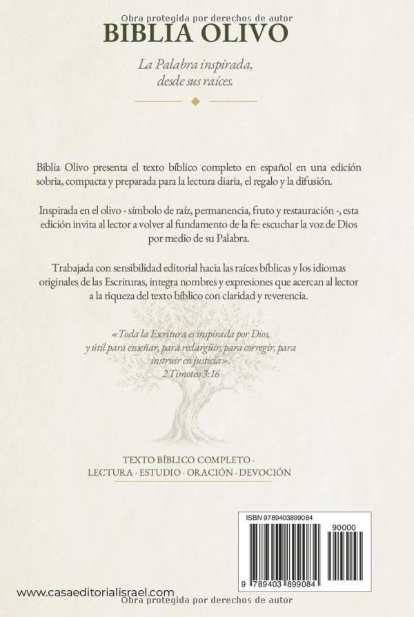 Biblia Olivo: Una traducción fiel al hebreo, arameo y griego (Spanish Edition) by Casa Editorial Israel