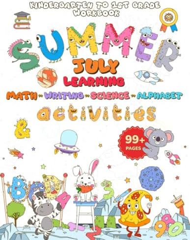Whizki Summer Activities Kindergarten to 1st Grade Workbooks, Alphabet Tracing Book and Math with Fun Preschool Learning Activities for Kids, Numbers ... Workbooks – Kindergarten & 1st Grade) by Whizki Learning