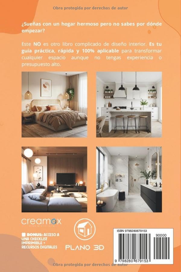 Libros de diseño de interiores en español: Diseño de interiores un manual básico especial en diseño interior de casa, sala, cuarto, etc. (Spanish Edition) by Creamox Editorial
