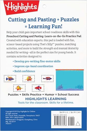 Preschool Cutting and Pasting: Scissor Skills Activity Book for Preschoolers, Practice Cutting Paper & More (Highlights Learn on the Go Practice Pads) by Highlights Learning