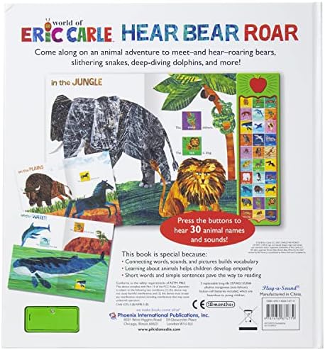 World of Eric Carle, Hear Bear Roar 30-Button Animal Sound Book - Great for First Words - PI Kids by Editors of Phoenix International Publications