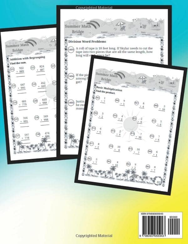 The Summer Math Bridge: A workbook for Grades 2 to 3: Addition, Subtraction, Multiplication, Division, Place Value, Expanded Notation, Telling Time, ... Guide with Examples, Answers Key Included by Math Bridge School Publishing