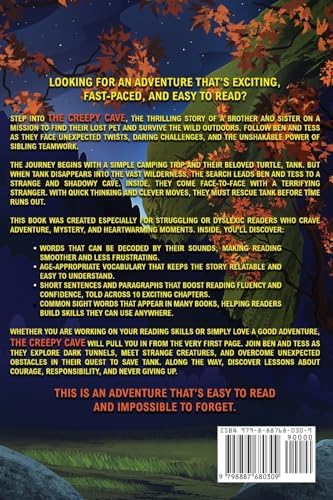 The Creepy Cave: Decodable Dyslexia Book for Kids (Dyslexia Reading Tools for Kids) (Dyslexia Reading Books for Kids Age 8-12) by Robin Gillingham