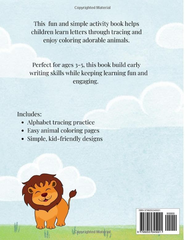 Trace and Color Animal Activity Book for Kids Ages 3-5: Learn Letters, Practice Tracing, and Enjoy Easy Coloring Fun (Silver & Sprout Learning Series) by Silver & Sprout Co.