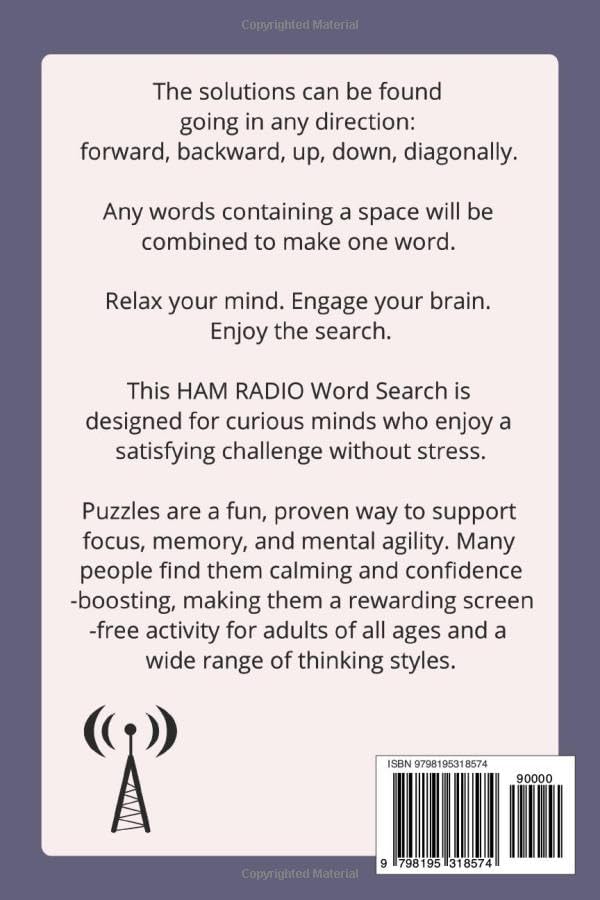 HAM RADIO WORD SEARCH PUZZLE BOOK: Word Searches with Easy to Read Print about Ham Radio, and Radio Technology. (6x9 inches, 110 pages | 50+ Puzzles | Gift for Vacations, Holidays and Free Times. by D A Lewis
